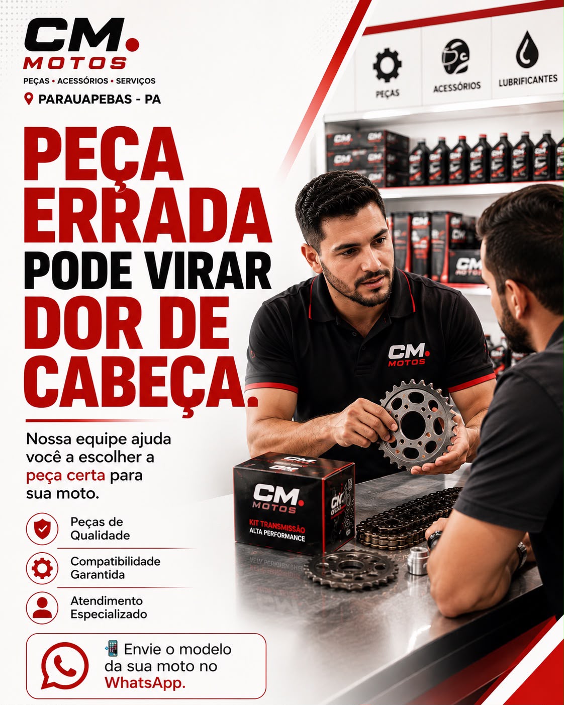 Post de peças e acessórios para CM Motos